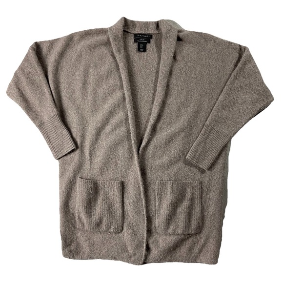 Tahari Sweaters - Tahari Pure Luxe 100% 2-ply Cashmere Open Front Cardigan Brown Women's S Classic